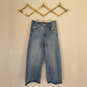 GAP High Rise Wide Leg Crop Jeans with Raw Hem